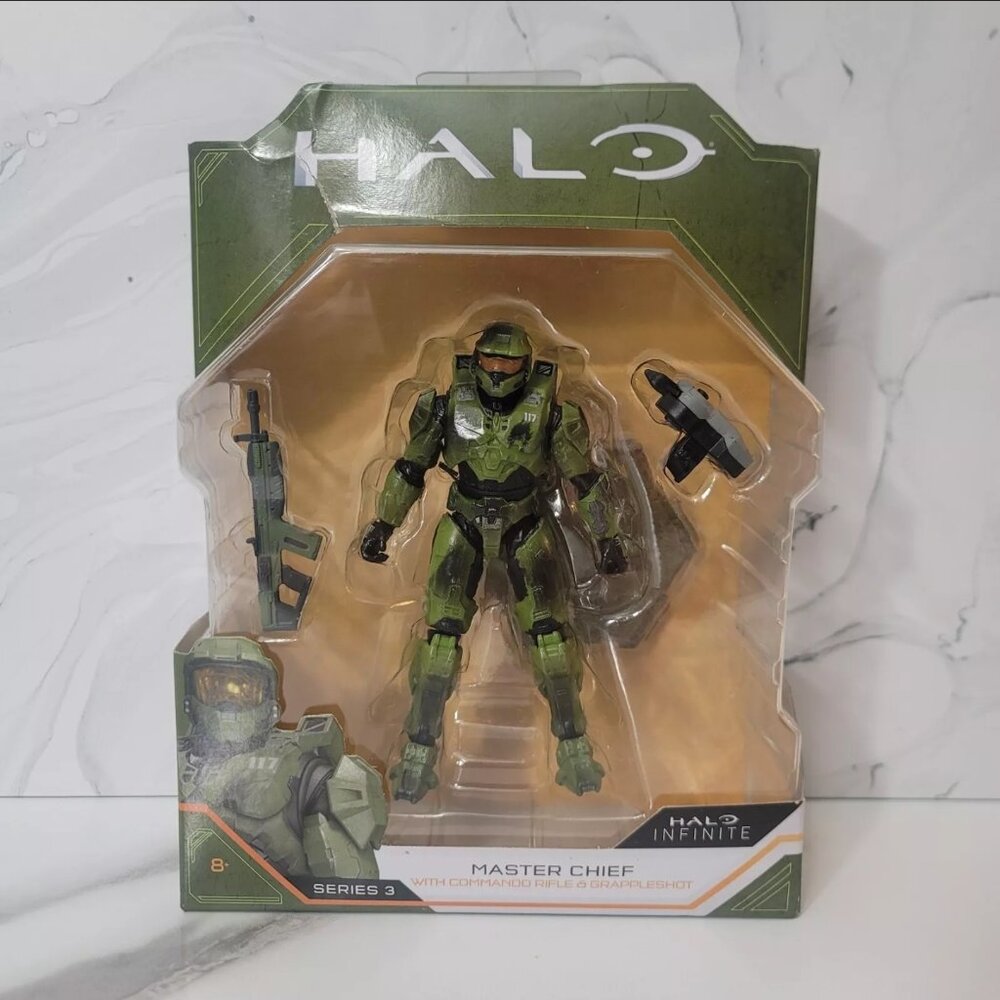 Halo Infinite-Master Chief Commando Rifle Grappleshot Figure- 4"-Series 3-New!